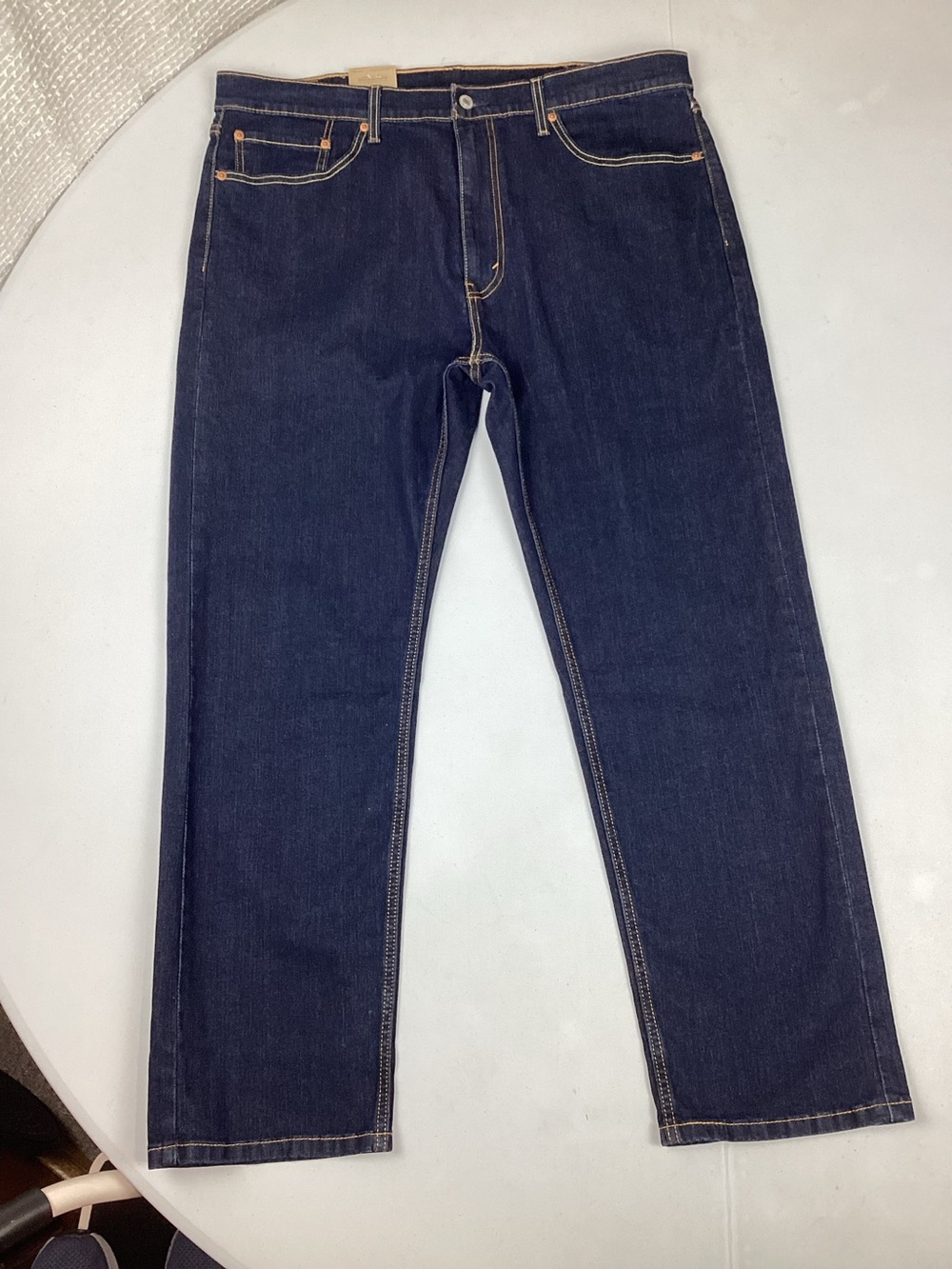 Levi’s 505 Regular Straight Leg Stretch Dark Wash Jeans 38 X 30 NEW with defect.